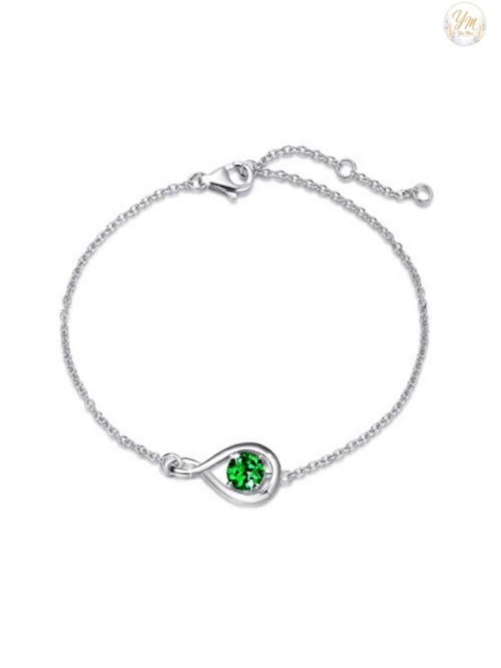 925 Sterling Silver White Gold Plated Infinity Birthstone Bracelet